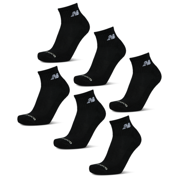 New Balance Quarter 6 Pack Unisex Socks Cotton Black