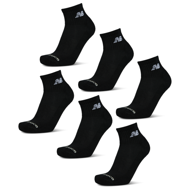 New Balance Quarter 6 Pack Unisex Socks Cotton Black