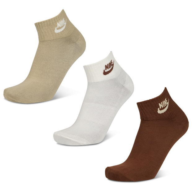 Nike Everyday Cushioned Ankle 3 Pack Unisex Socks Beige