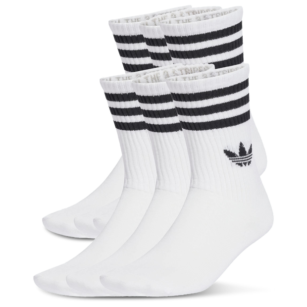 Adidas 3 Stripes Crew Socks 6 Pairs Unisex Socks Poly (Polyester) White