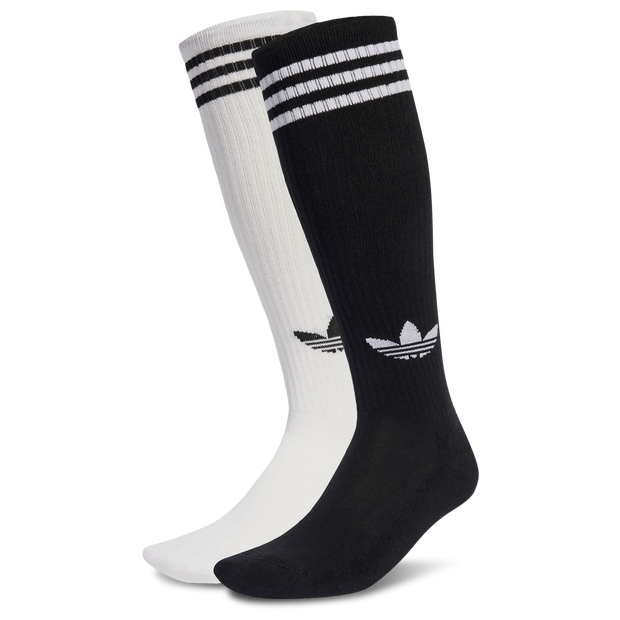 Adidas 3 Stripes Knee Socks 2 Pairs Unisex Socks Poly (Polyester) White