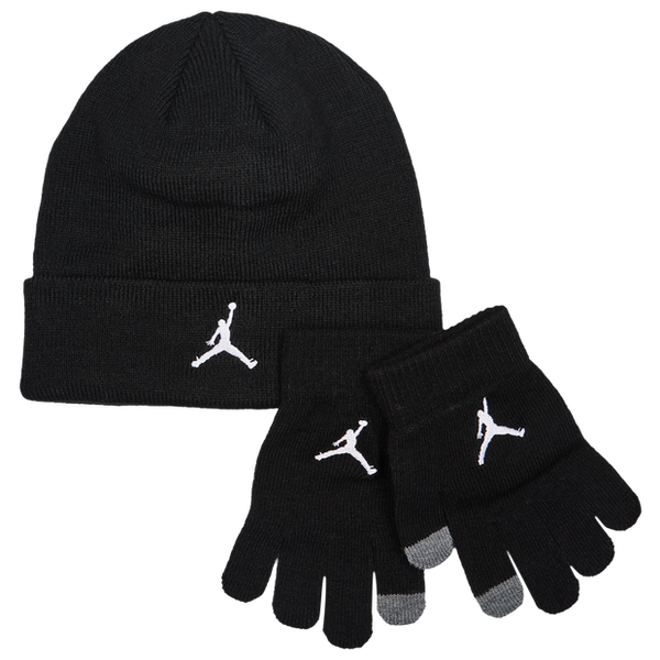 Jordan Beanie Glove Set Unisex Knitted Hats & Beanies Wool Black