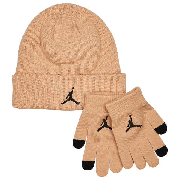 Jordan Beanie Glove Set Unisex Knitted Hats & Beanies Wool Brown
