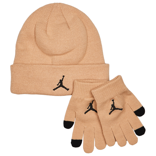 Jordan Beanie Glove Set Unisex Knitted Hats & Beanies Wool Brown