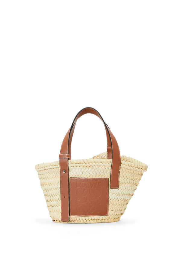 Small Basket bag in palm leaf and calfskin