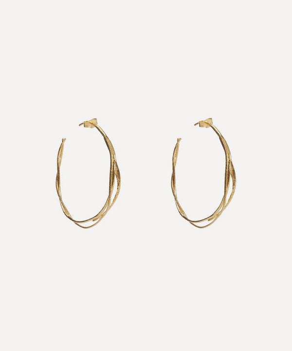 Alex Monroe Gold-Plated Fine Twist Hoop Earrings