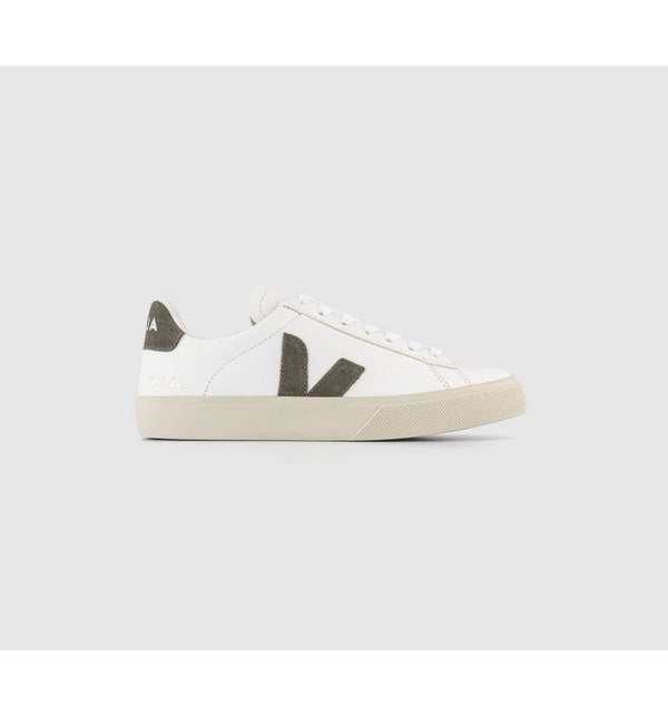 Veja Womens Campo Trainers White F Leather In White/khaki