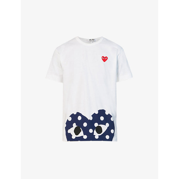 Comme Des Garcons Play Polka-dot logo-print cotton-jersey T-shirt