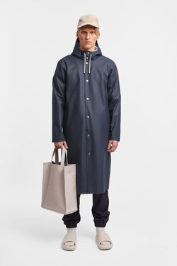 Stutterheim Stockholm Long Print Raincoat Navy