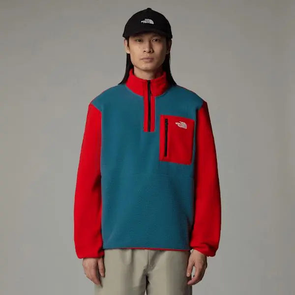 The North Face Men’s Yumiori 1/4 Zip Fleece Jacket Mallard Blue-high Risk Red-tnf Black