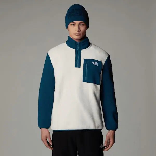 The North Face Men’s Yumiori 1/4 Zip Fleece Jacket White Dune-midnight Petrol-mallard Blue