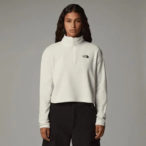 The North Face Women’s 100 Glacier Cropped 1/4 Zip Fleece White Dune-npf