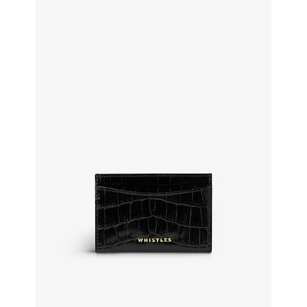 Whistles Branded croc-embossed shiny leather card holder