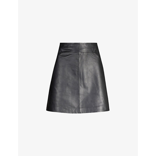 Whistles A-line leather mini skirt