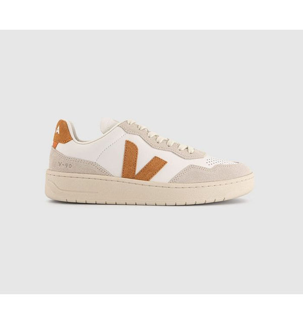 Veja Womens V-90 Trainers Extra White Umber F Leather