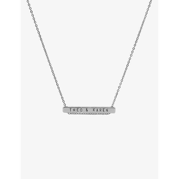 Littlesmith Personalised 13 characters silver-plated horizontal bar necklace