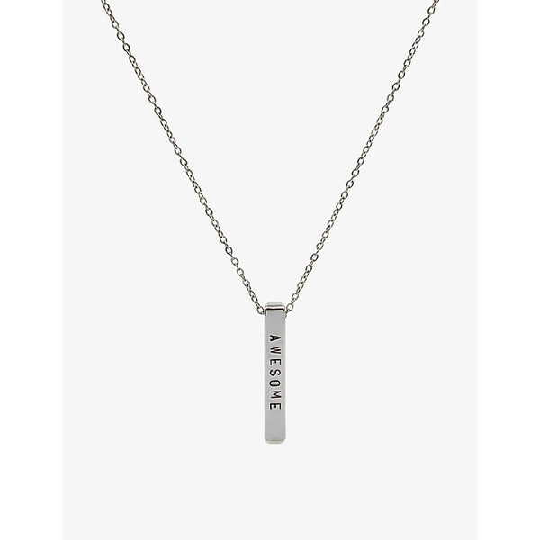 Littlesmith Personalised 9 characters silver-plated vertical bar necklace