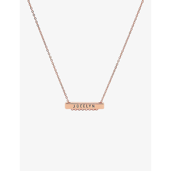 Littlesmith Personalised 9 characters rose gold-plated horizontal bar necklace