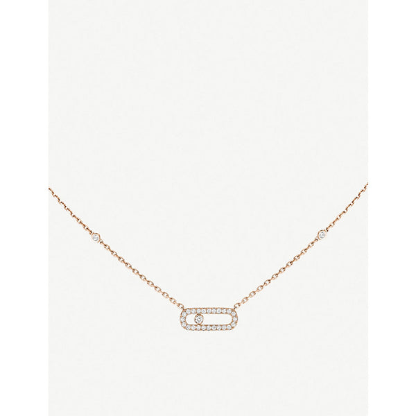 Messika Move Uno Pavé 18ct rose-gold and 0.20ct brilliant-cut diamond necklace