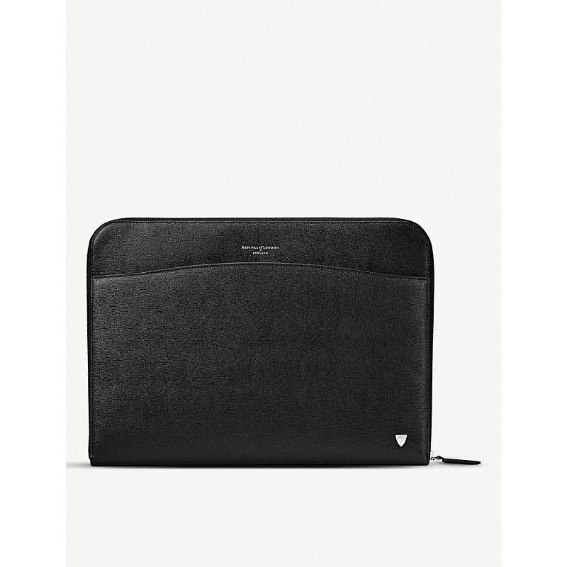 Aspinal Of London Logo-embellished grained-leather laptop case | Aspinal Of London