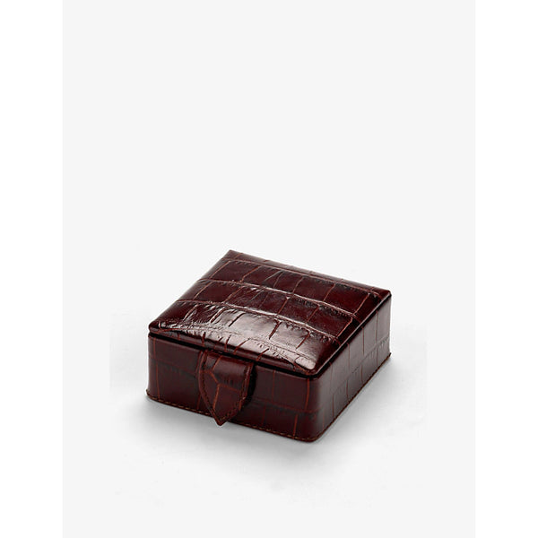 Aspinal Of London Croc-embossed leather stud box