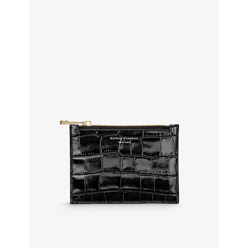  Aspinal Of London Essential croc-embossed leather pouch