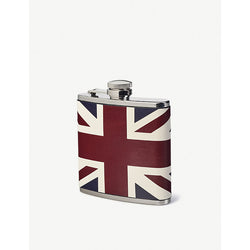 Aspinal Of London Classic Union Jack leather and stainless-steel hip flask