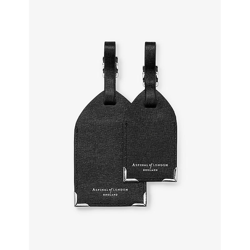  Aspinal Of London Logo-print leather luggage tag set of two