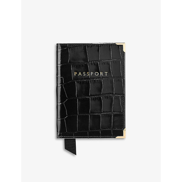 Aspinal Of London Logo-print croc-embossed leather passport cover | Aspinal Of London