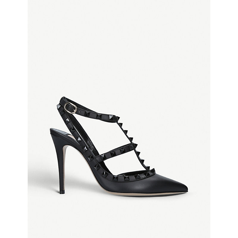  Valentino Garavani So Noir 100 studded leather courts