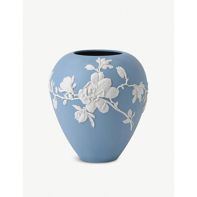 Wedgwood Magnolia Blossom jasperware vase 18cm