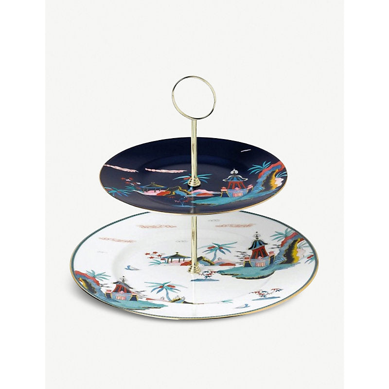 Wedgwood Wonderlust floral bone china two-tier cake stand