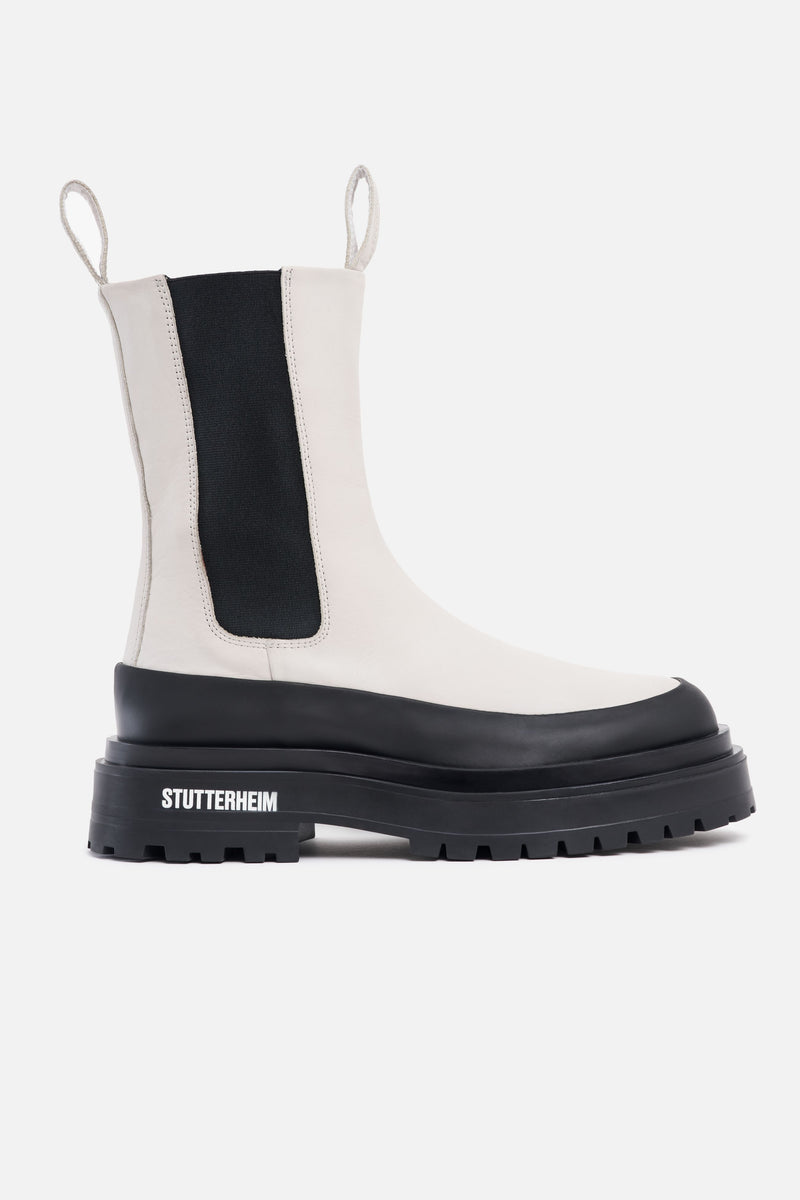 Stutterheim High Walker Leather Boots Ivory