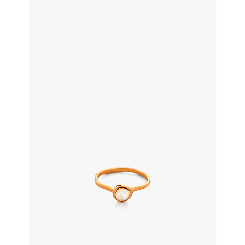 Monica Vinader Siren 18ct gold vermeil and moonstone small stacking ring