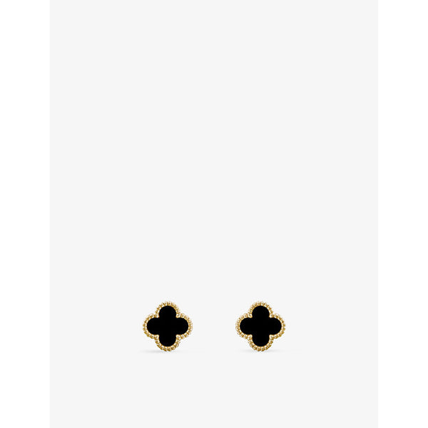 Van Cleef & Arpels Sweet Alhambra yellow-gold and onyx earrings