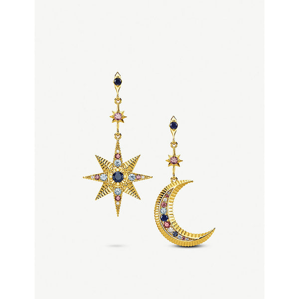  Thomas Sabo Kingdom of Dreams Royalty Star & Moon  18ct yellow-gold plated sterling silver earrings