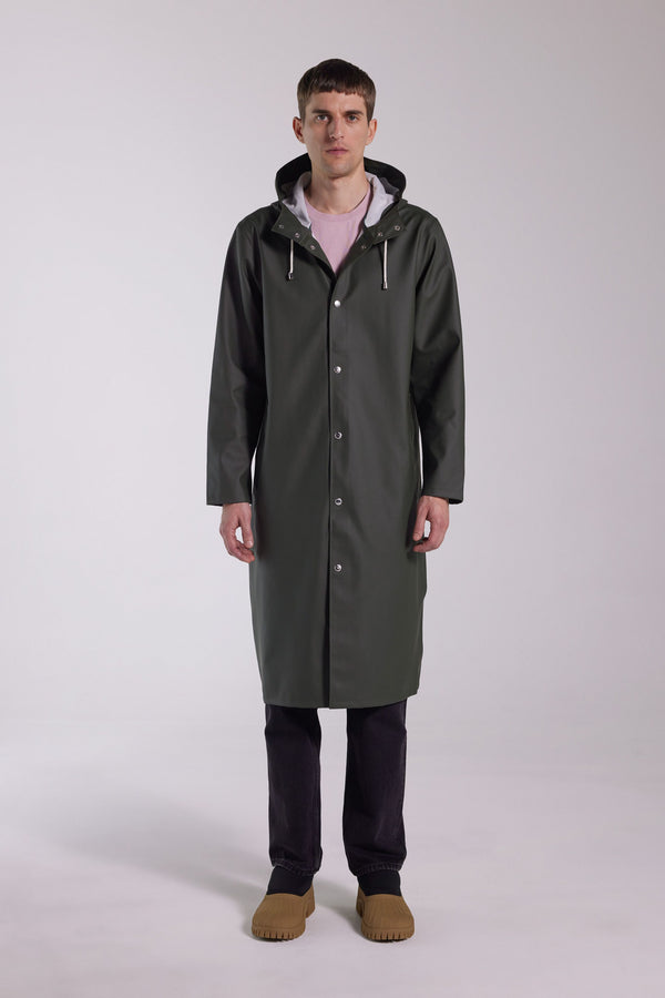 Stutterheim Stockholm Long Raincoat Green