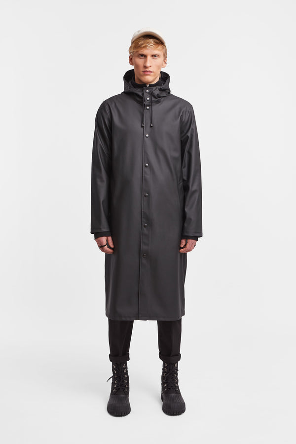 Stutterheim Stockholm Long Print Raincoat Black