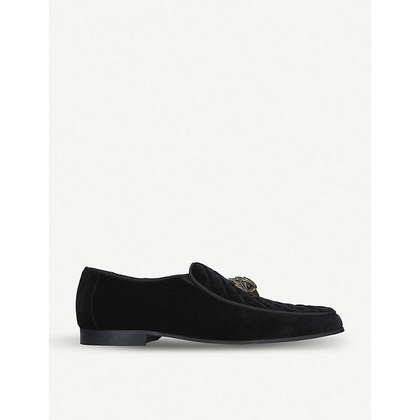  Kurt Geiger London Hugh Eagle Head embellished velvet loafers