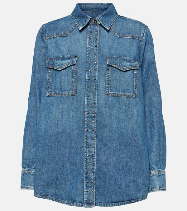 7 For All Mankind Emilia studded denim shirt | LYBSTORE