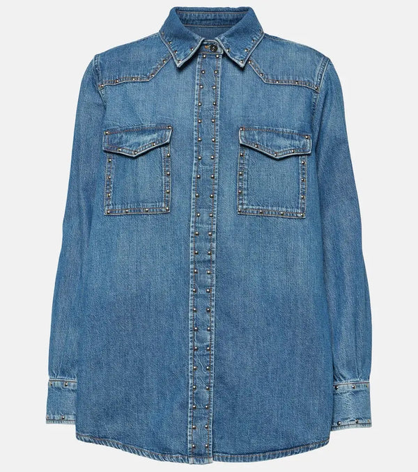 7 For All Mankind Emilia studded denim shirt | LYBSTORE