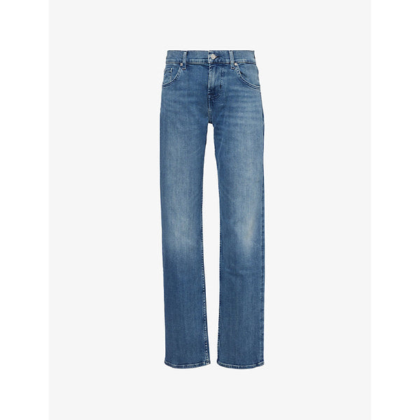 7 For All Mankind Standard Luxe whiskering straight-leg regular-fit stretch-denim jeans