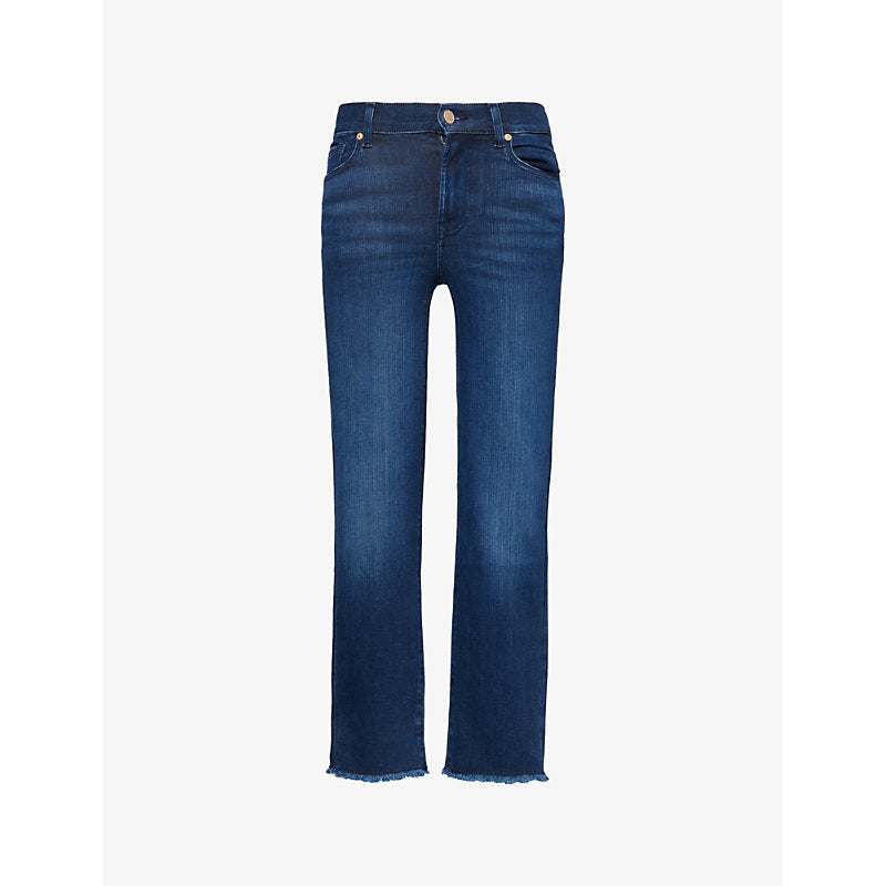 Womens 7 For All Mankind The Straight slim-fit cropped denim-blend jeans