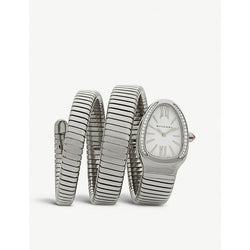 Bvlgari Serpenti Tubogas stainless steel and diamond watch