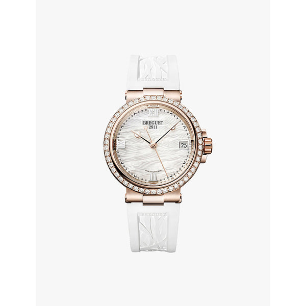 Breguet 9518BR/52/584/D000 Marine Dame 18ct rose-gold, diamond and mother-of-pearl quartz watch