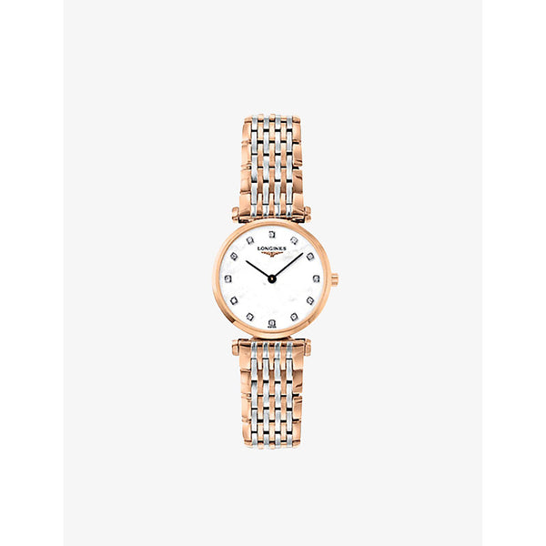 Longines L42091977 La Grande Classique rose gold-plated, mother-of-pearl and diamond watch