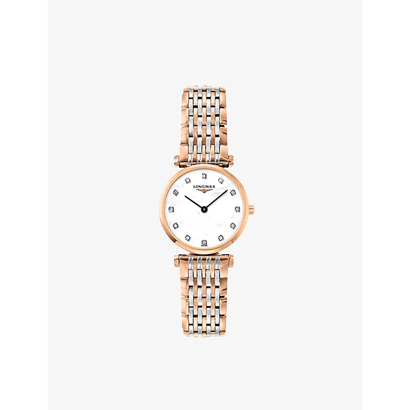 Longines L42091977 La Grande Classique rose gold-plated, mother-of-pearl and diamond watch