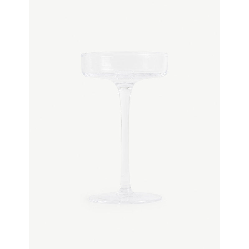 The White Company Small mouth-blown crystal glass pillar candle holder 25cm