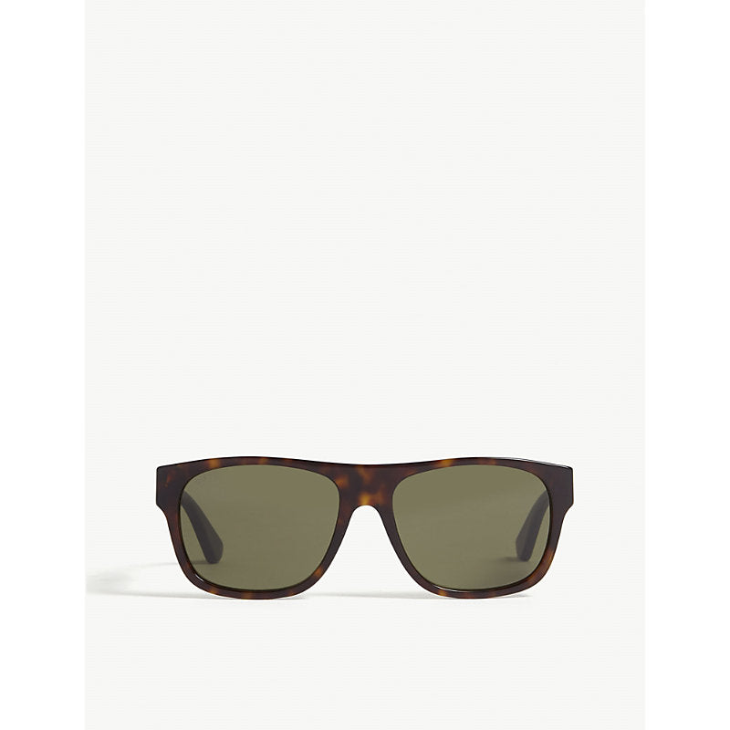  Gucci Havana Gg0341s rectangle-frame sunglasses