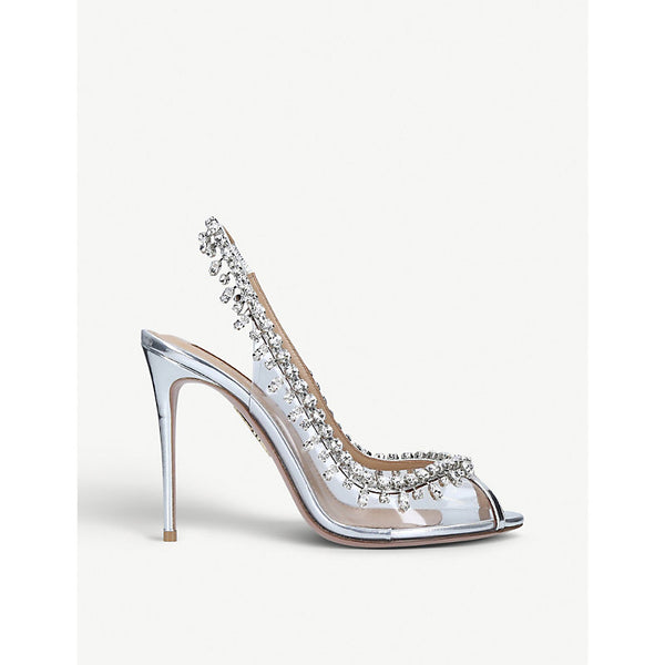  Aquazzura Temptation crystal embellished leather and PVC sandals